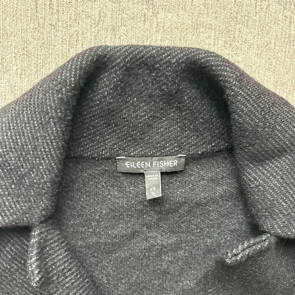 Eileen Fisher Black Wool Button Down Cardigan - Picture 2 of 5